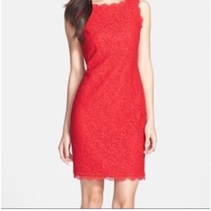 Adrianna Papell red lace sheath sleeveless dress- size 10